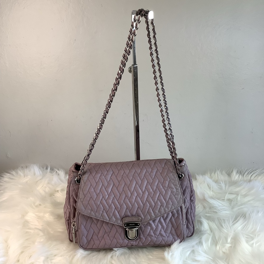 🛍 PRADA Pushlock Envelope Flap Shoulder Bag Quilted Nylon 🛍